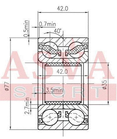 Asva DAC35770042 Подшипник ступицы колеса (комплект) | зад | - 2