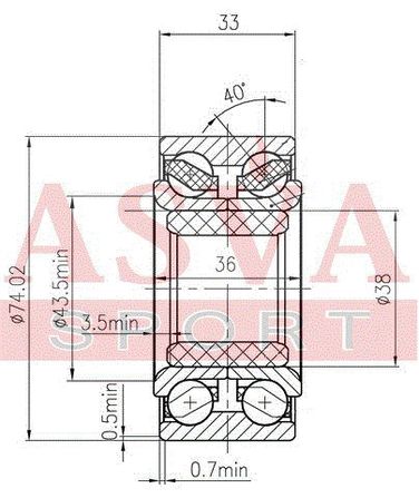 Asva DAC38740036-33 Снят с производства Подшипник ступицы колеса (комплект) | зад лев | - 2
