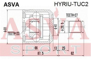 Asva HYRIU-TUC2 Шрус внутренний | зад прав/лев | - 2