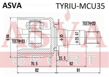 Asva TYRIU-MCU35 Шрус внутренний | зад прав/лев | - 2