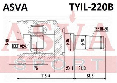 Asva TYIL-220B Шрус внутренний | перед лев | - 2