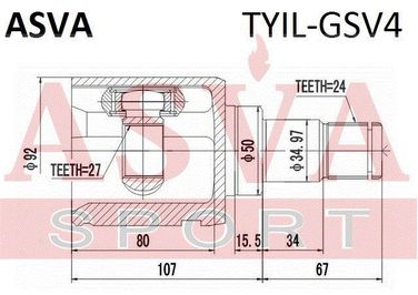 Asva TYIL-GSV4 Шрус внутренний (OEM-исполнение) | перед лев | - 2