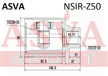 Asva NSIR-Z50 Шрус внутренний | перед прав | - 2
