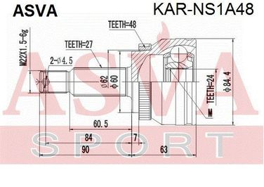 Asva KAR-NS1A48 Шрус внешний | зад прав/лев | - 2