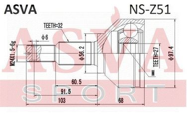 Asva NS-Z51 Шрус внешний | перед прав/лев | - 2