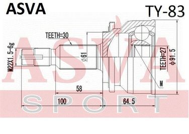 Asva TY-83 Шрус внешний | перед прав/лев | - 2