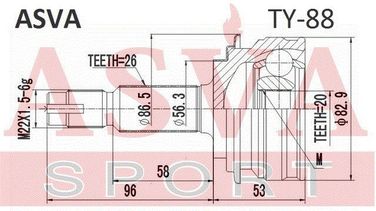Asva TY-88 Шрус внешний | перед прав/лев | - 2