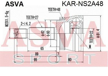 Asva KAR-NS2A48 Шрус внешний | зад прав/лев | - 2