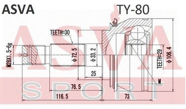 Asva TY-80 Шрус внешний | перед | - 2