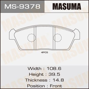Masuma MS9378 Колодки дисковые Masuma (pf-9378, an-448, d9023) - 1