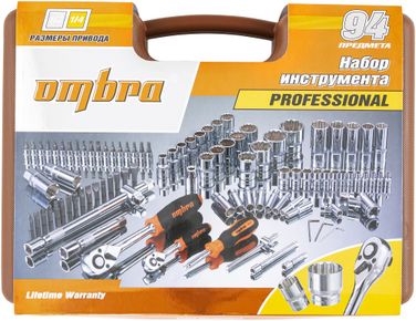 Ombra OMT94S12 Набор инструмента универсальный 1/4 , 1/2 DR с головками торцевыми 12-гранными 1/2 DR, 94 предмета - 3