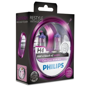 Philips 12342CVPPS2 Лампа галогеновая H4 ColorVision +60% фиолетовый 12V 60/55w P43t-38 S2 - 1
