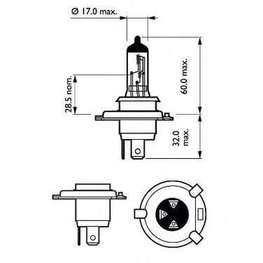 Philips 12342CVPPS2 Лампа галогеновая H4 ColorVision +60% фиолетовый 12V 60/55w P43t-38 S2 - 3
