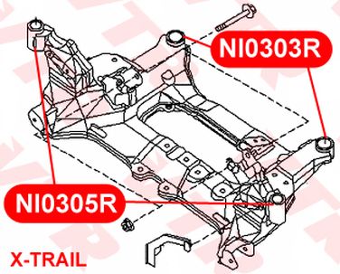 VTR NI0303R Сайлентблок подрамника передней подвески, задний - 3