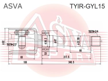 Asva TYIR-GYL15 Шрус внутренний | перед прав | - 2