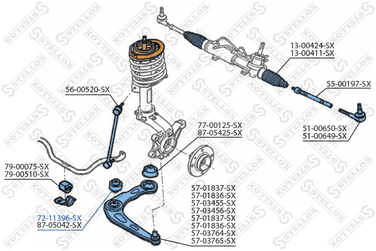 Stellox 72-11396-SX С/б рычага пер. Peugeot 206 1.1i-2.0HDi | перед прав/лев | - 2