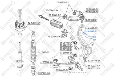 Stellox 51-05398-SX Наконечник рулевой правый Honda Accord - 3