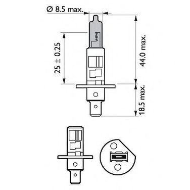 Philips 12258WHVB1 Снят с производства Лампа галогеновая H1 WhiteVision +60% 3700k 12V 55W P14.5s B1 - 3