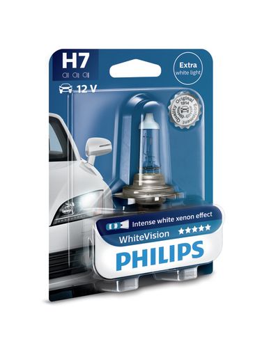 Philips 12972WHVB1 Снят с производства Лампа галогеновая H7 WhiteVision +60% 3700k 12V 55W PX26d B1 - 1