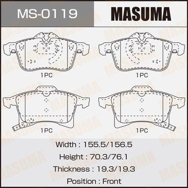 Masuma MS0119 Колодки тормозные дисковые | перед | - 1