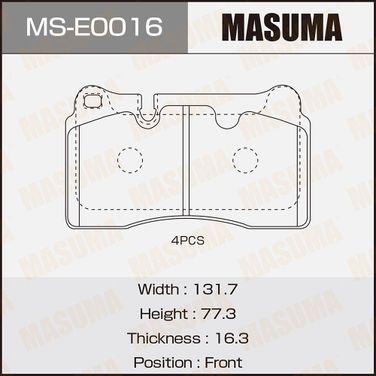 Masuma MSE0016 Колодки тормозные | перед | - 1
