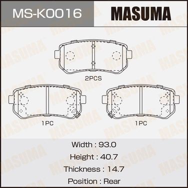 Masuma MSK0016 Колодки тормозные дисковые | зад | - 1