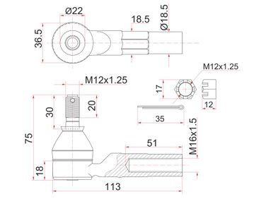 SAT ST-45046-19206 Наконечник рулевой тяги - 2