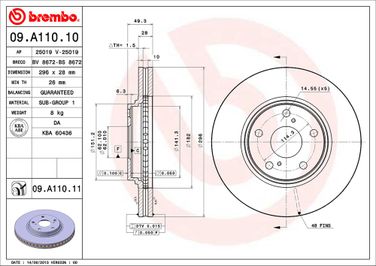 Brembo 09.A110.11 Диск тормозной UV Coated | перед | - 2