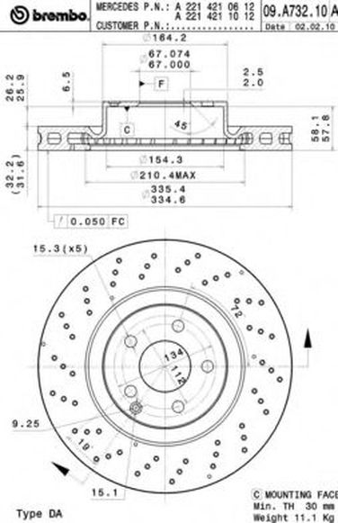 Brembo 09.A732.11 Диск тормозной UV Coated | перед | - 1