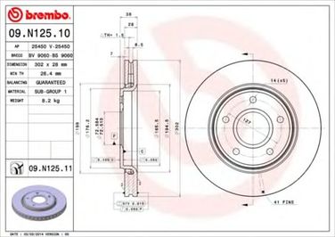 Brembo 09.N125.11 Диск тормозной UV Coated | перед | - 1