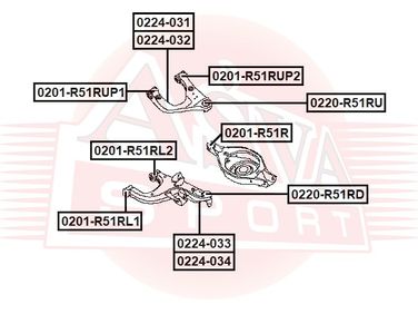 Asva 0201-R51RUP1 Сайлентблок рычага подвески | зад прав/лев | - 1
