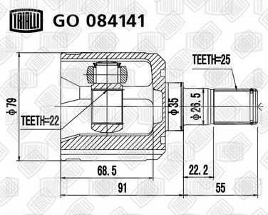 Trialli GO 084141 Шрус внутр. для а/м Hyundai Accent (94-) MT | перед лев | - 2
