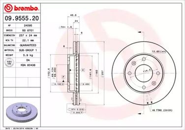 Brembo 09.9555.20 Диск тормозной Standard | перед | - 1