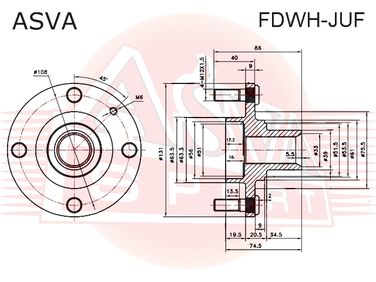 Asva FDWH-JUF Ступица колеса | перед прав/лев | - 2