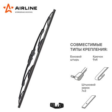 AIRLINE AWB-K-600 Щетка стеклоочистителя 600 мм (24) каркасная, 1 адаптер - 3