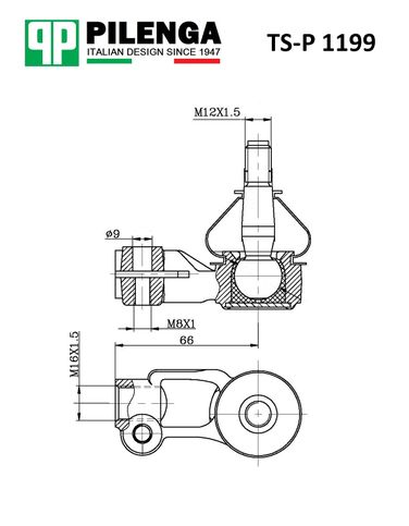 Pilenga TS-P 1199 Рулевой наконечник |перед, лев | - 2