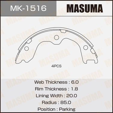 Masuma MK1516 Колодки тормозные барабанные | зад | - 1