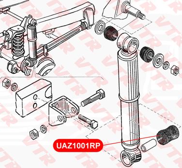 VTR UAZ1001RP Полиуретановая втулка амортизатора передней и задней подвесок, нижняя - 2