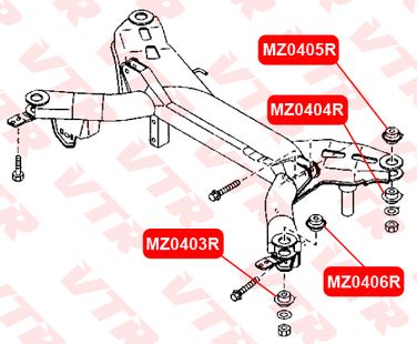 VTR MZ0406R Сайлентблок подрамника - 2