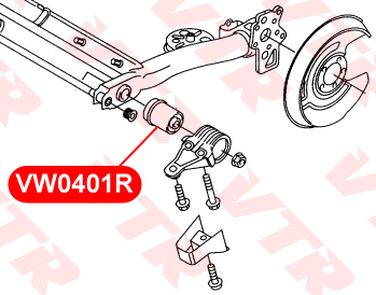 VTR VW0401R Сайлентблок балки задней подвески (без кронштейна) - 3