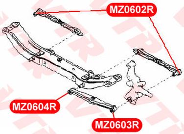 VTR MZ0603R Сайлентблок передней поперечной тяги задней подвески, наружный - 3