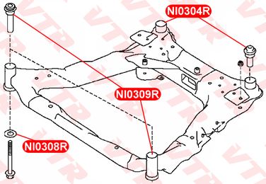 VTR NI0308R Сайленблок подрамника передней подвески, передний - 2