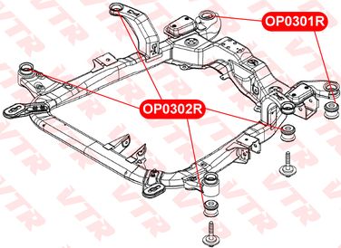 VTR OP0302R Сайлентблок подрамника передней подвески, передний - 2