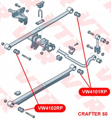 VTR VW4102RP Полиуретановый сайлентблок рессоры задней подвески, передний - 4