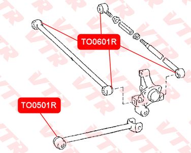 VTR TO0601R Сайлентблок поперечной тяги задней подвески - 2