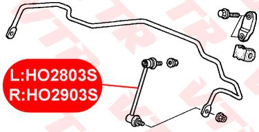 VTR HO2803S Тяга стабилизатора передней подвески, левая - 2