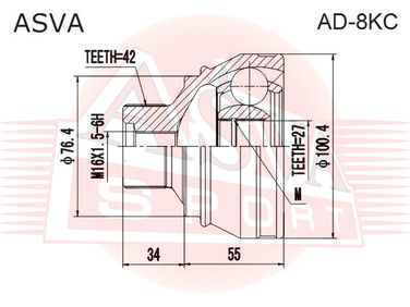 Asva AD-8KC Шрус внешний | перед прав/лев | - 2