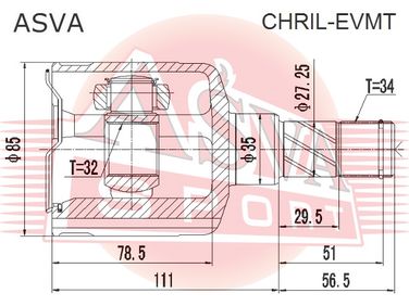 Asva CHRIL-EVMT Шрус внутренний | перед лев | - 2