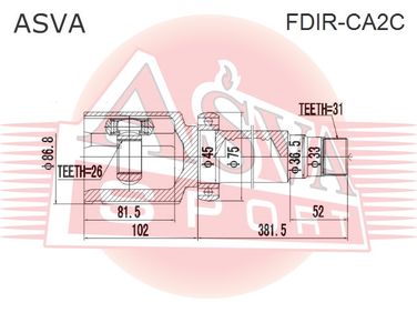 Asva FDIR-CA2C Шрус внутренний | перед прав | - 2
