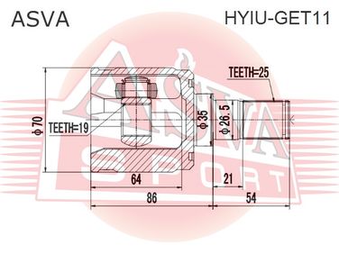 Asva HYIU-GET11 Шрус внутренний | перед | - 2
